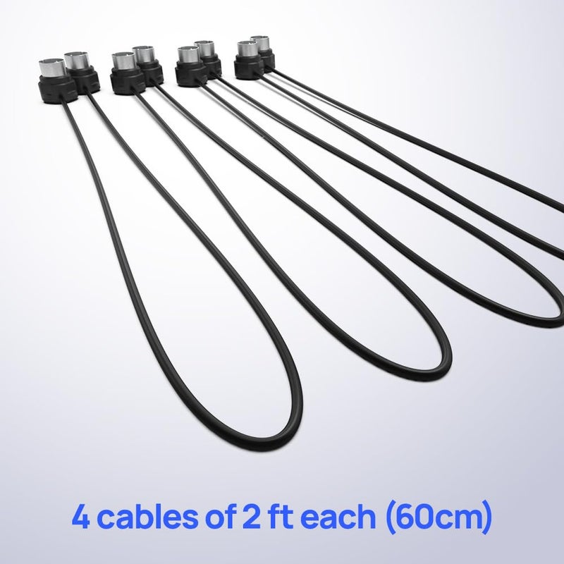 C M E MIDI Cable 4-Pack - 2FT / 60cm, 5-pin DIN, Low-Profile - Mirrored 45-Degree Angled Ultra-Thin Plugs for Compact Spaces - Ideal for MIDI Interface, Pedalboard, Keyboard - Image 2